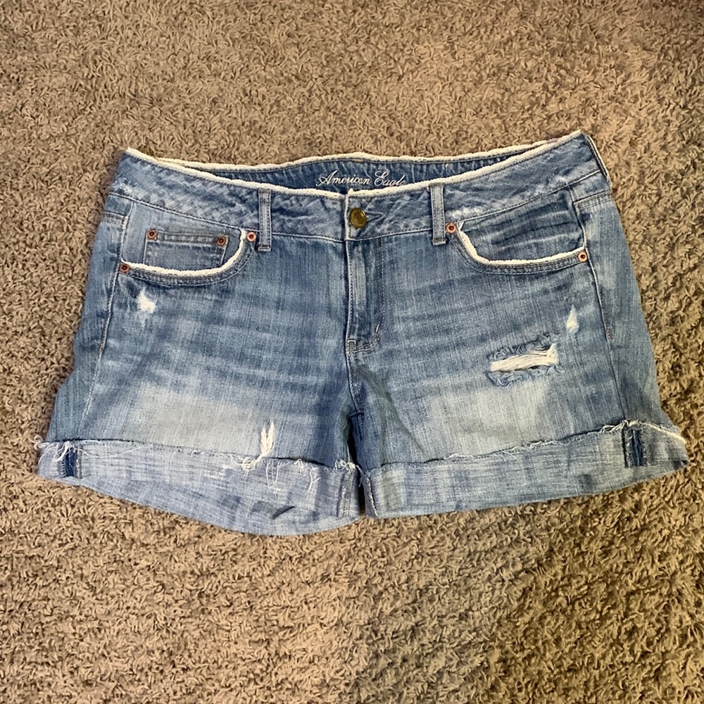 American Eagle jean shorts, size 14, pre-distressed